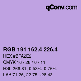 カラーコード: RGB 191 162.4 226.4 | qconv.com