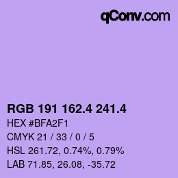 カラーコード: RGB 191 162.4 241.4 | qconv.com