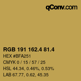 カラーコード: RGB 191 162.4 81.4 | qconv.com
