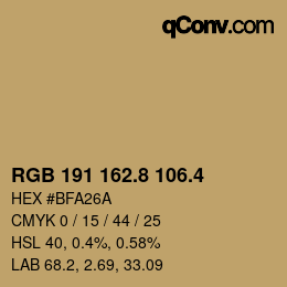 カラーコード: RGB 191 162.8 106.4 | qconv.com