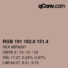 カラーコード: RGB 191 162.8 151.4 | qconv.com