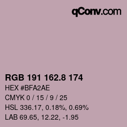 カラーコード: RGB 191 162.8 174 | qconv.com