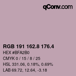 カラーコード: RGB 191 162.8 176.4 | qconv.com