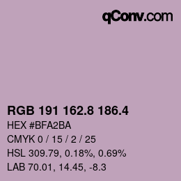 カラーコード: RGB 191 162.8 186.4 | qconv.com