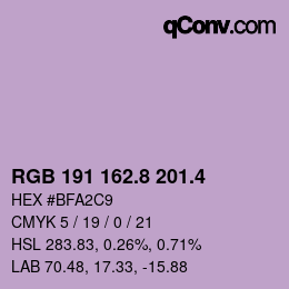 カラーコード: RGB 191 162.8 201.4 | qconv.com