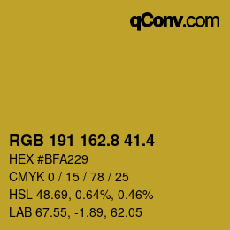 カラーコード: RGB 191 162.8 41.4 | qconv.com