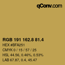 カラーコード: RGB 191 162.8 81.4 | qconv.com