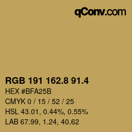 カラーコード: RGB 191 162.8 91.4 | qconv.com