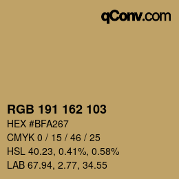 カラーコード: RGB 191 162 103 | qconv.com