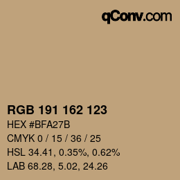 カラーコード: RGB 191 162 123 | qconv.com