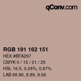 カラーコード: RGB 191 162 151 | qconv.com