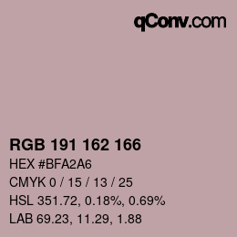 Color code: RGB 191 162 166 | qconv.com