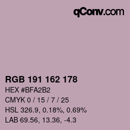 Color code: RGB 191 162 178 | qconv.com
