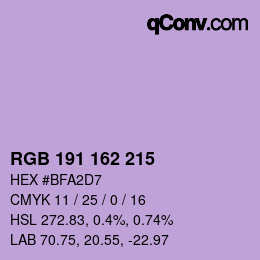 Color code: RGB 191 162 215 | qconv.com