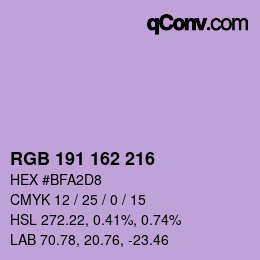 カラーコード: RGB 191 162 216 | qconv.com