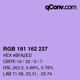 颜色代码: RGB 191 162 237 | qconv.com