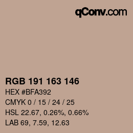 Code couleur: RGB 191 163 146 | qconv.com