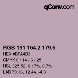 カラーコード: RGB 191 164.2 179.6 | qconv.com