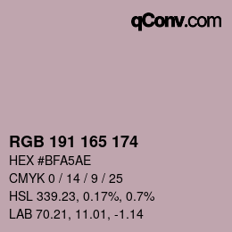 Color code: RGB 191 165 174 | qconv.com