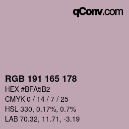 Color code: RGB 191 165 178 | qconv.com