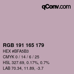 Color code: RGB 191 165 179 | qconv.com