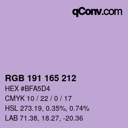 Farbcode: RGB 191 165 212 | qconv.com
