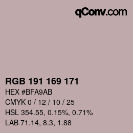Color code: RGB 191 169 171 | qconv.com