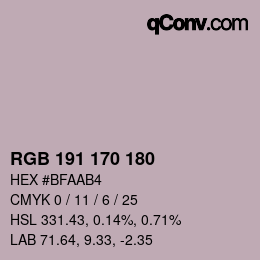 Color code: RGB 191 170 180 | qconv.com