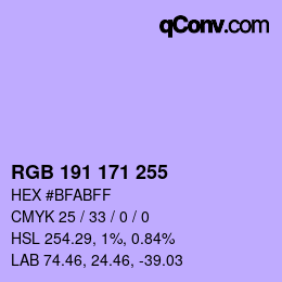 Color code: RGB 191 171 255 | qconv.com