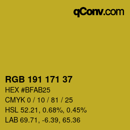 カラーコード: RGB 191 171 37 | qconv.com