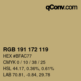 Color code: RGB 191 172 119 | qconv.com