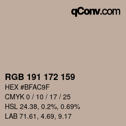 Code couleur: RGB 191 172 159 | qconv.com