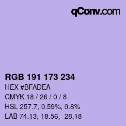 Código de color: RGB 191 173 234 | qconv.com