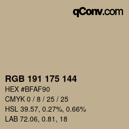 カラーコード: RGB 191 175 144 | qconv.com