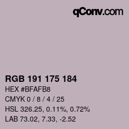 Farbcode: RGB 191 175 184 | qconv.com