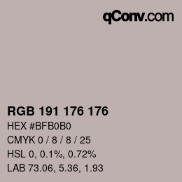 颜色代码: RGB 191 176 176 | qconv.com