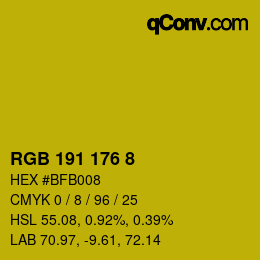 カラーコード: RGB 191 176 8 | qconv.com