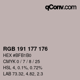 颜色代码: RGB 191 177 176 | qconv.com