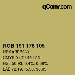 カラーコード: RGB 191 178 105 | qconv.com