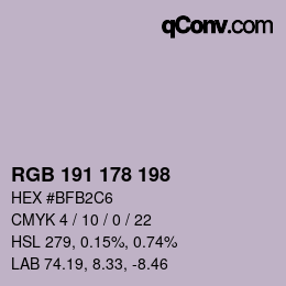 Color code: RGB 191 178 198 | qconv.com