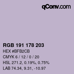 Color code: RGB 191 178 203 | qconv.com