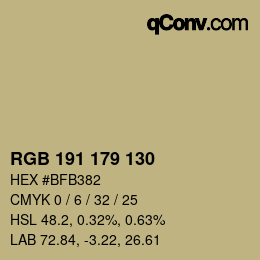 Farbcode: RGB 191 179 130 | qconv.com