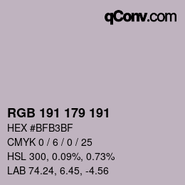 颜色代码: RGB 191 179 191 | qconv.com