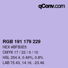 Farbcode: RGB 191 179 229 | qconv.com