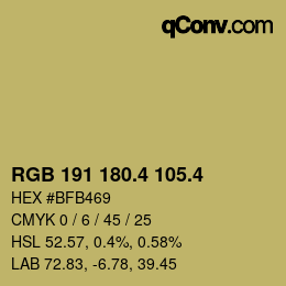 カラーコード: RGB 191 180.4 105.4 | qconv.com
