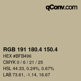カラーコード: RGB 191 180.4 150.4 | qconv.com