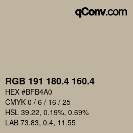 カラーコード: RGB 191 180.4 160.4 | qconv.com
