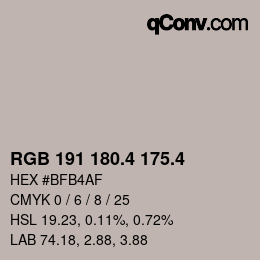 カラーコード: RGB 191 180.4 175.4 | qconv.com