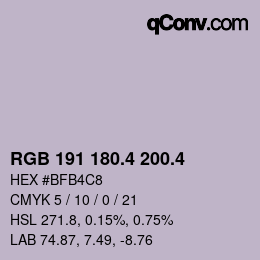 カラーコード: RGB 191 180.4 200.4 | qconv.com