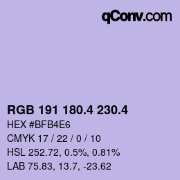 カラーコード: RGB 191 180.4 230.4 | qconv.com